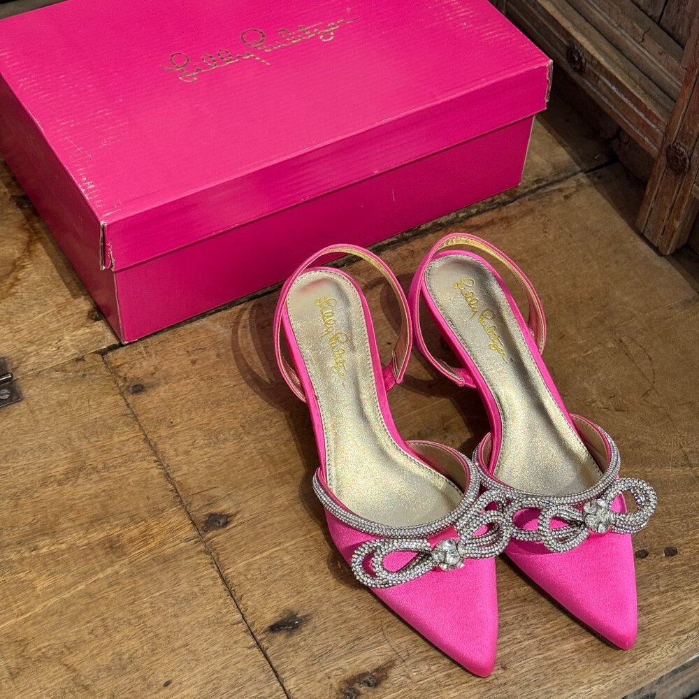 *NEW w/BOX Lilly Pulitzer Ryley Slingback Pumps Cerise Pink Size 6